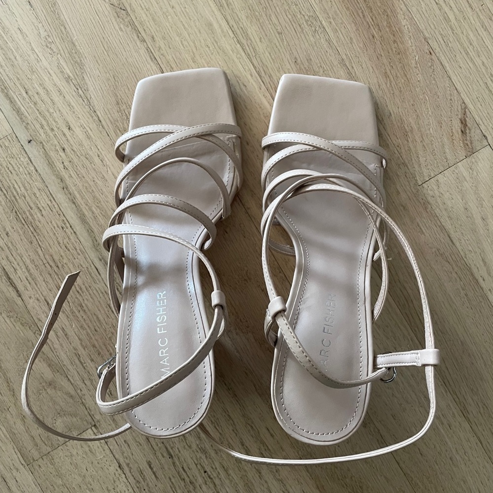 Marc Fisher Nude Strappy Heels Size 7.5